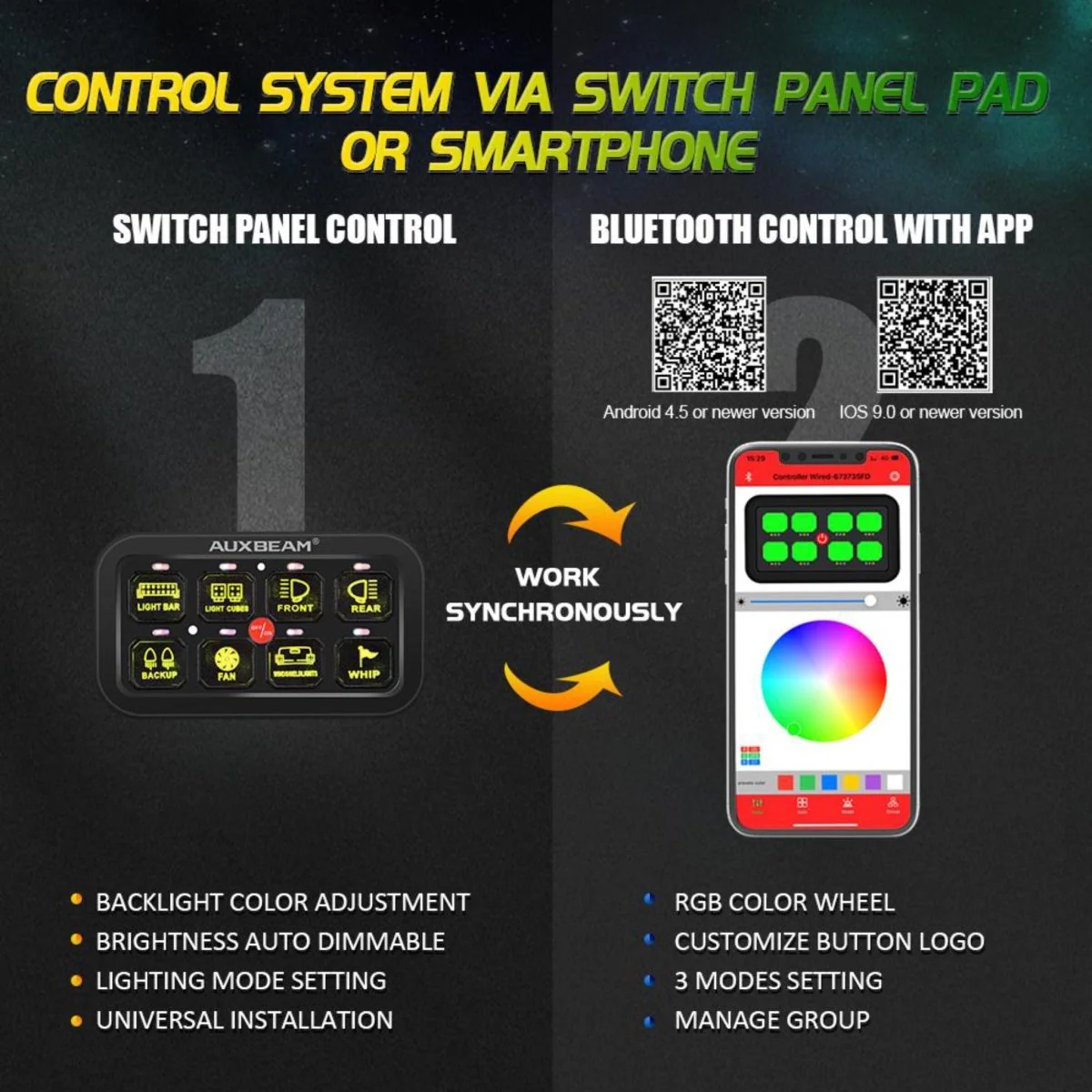 Auxbeam RGB 8 Gang Switch Control Panel with Bluetooth Control - Image 9