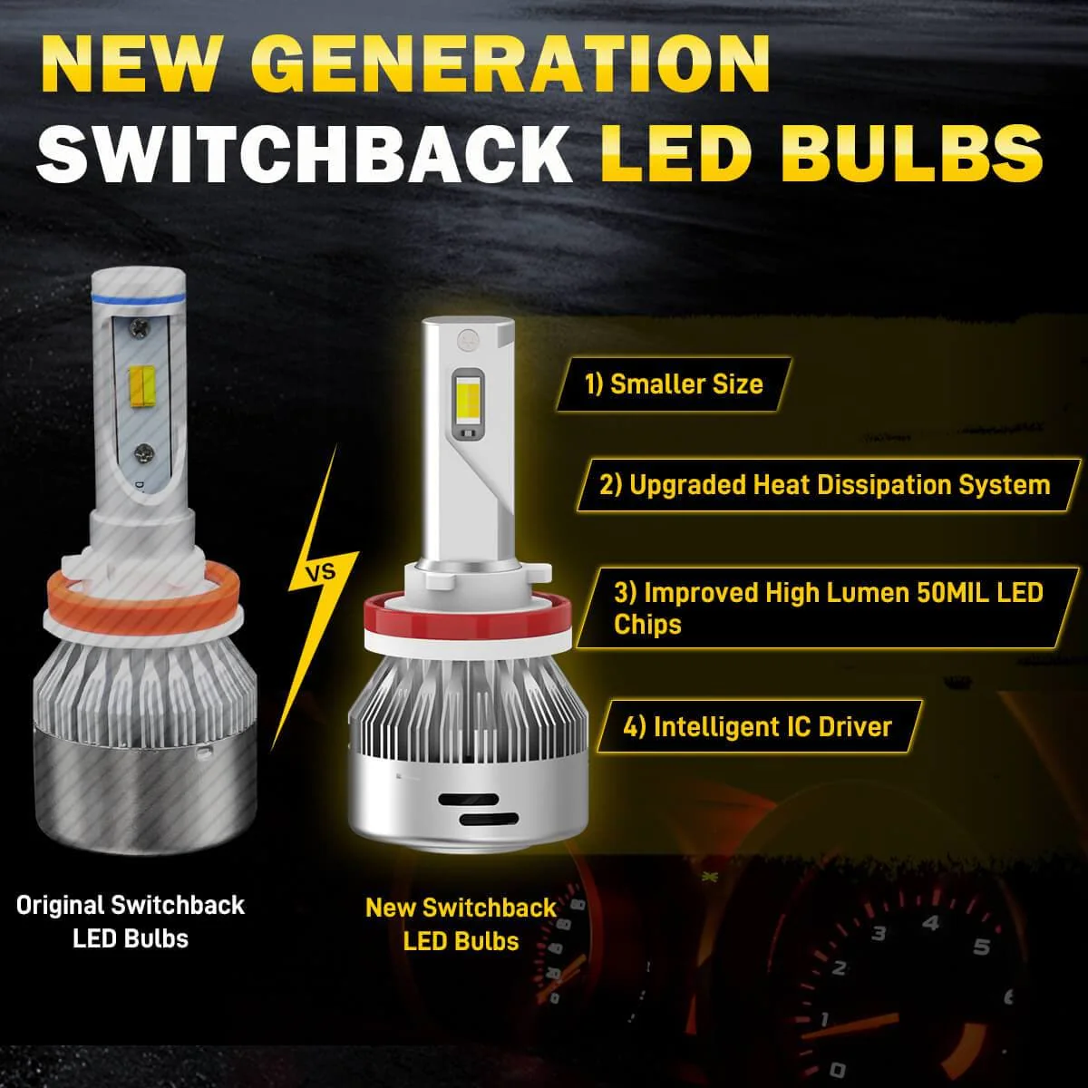 Lasfit LD Plus Switchback H8 H11 H16 LED Fog Light Bulbs Flip Chip 60W 2 Modes | 2 Bulbs - Image 15